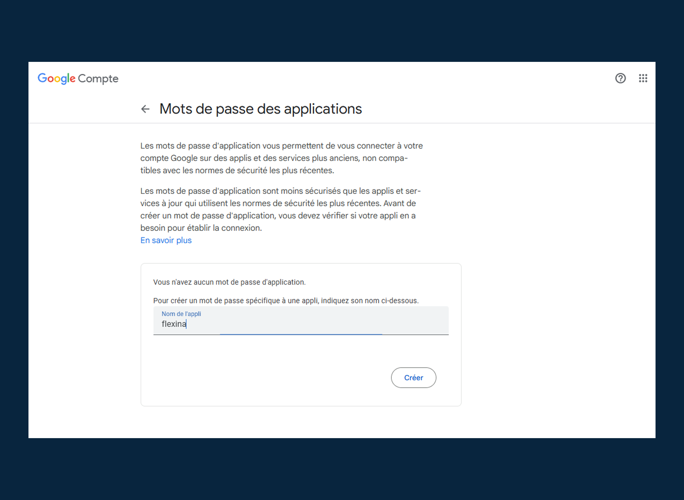 Configurer Flexina pour envoyer ses emails avec Google Workspace ou GMail