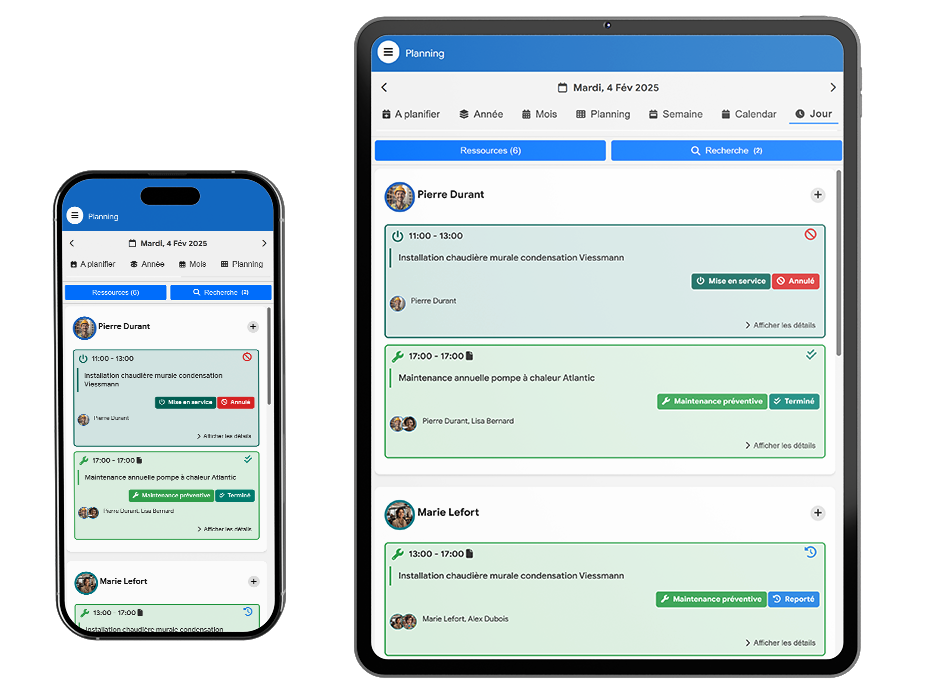 Flexina Planning mobile app