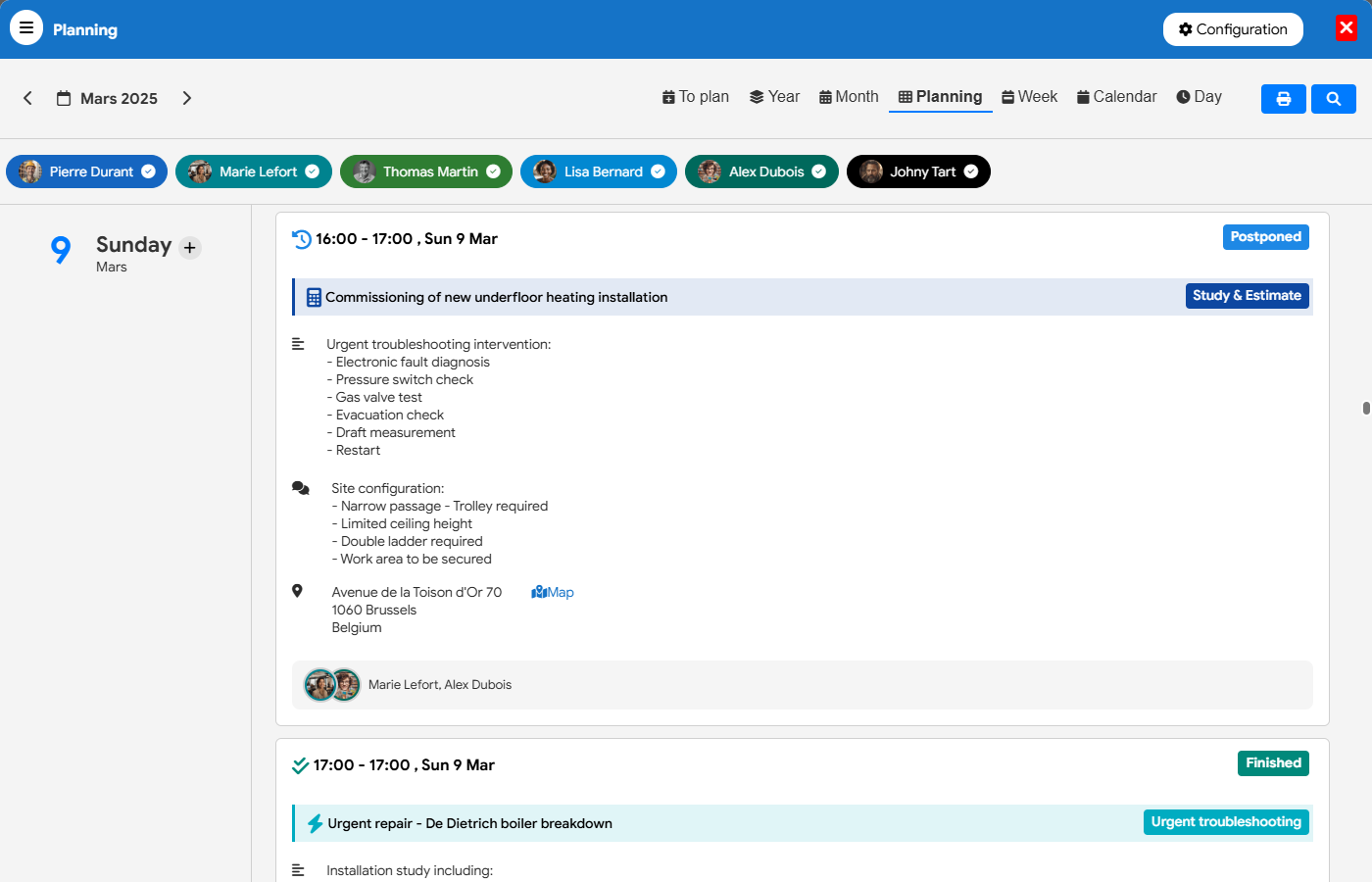 Flexina business scheduling integrated with commercial management and invoicing