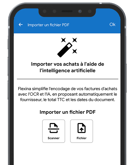 Interface de gestion des factures d'achats sur mobile