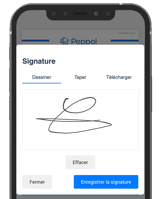 Interface de signature électronique sur mobile