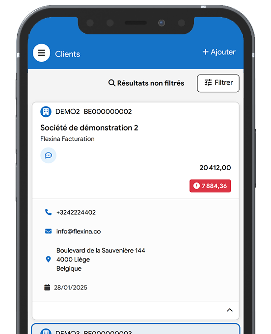 Interface CRM sur mobile