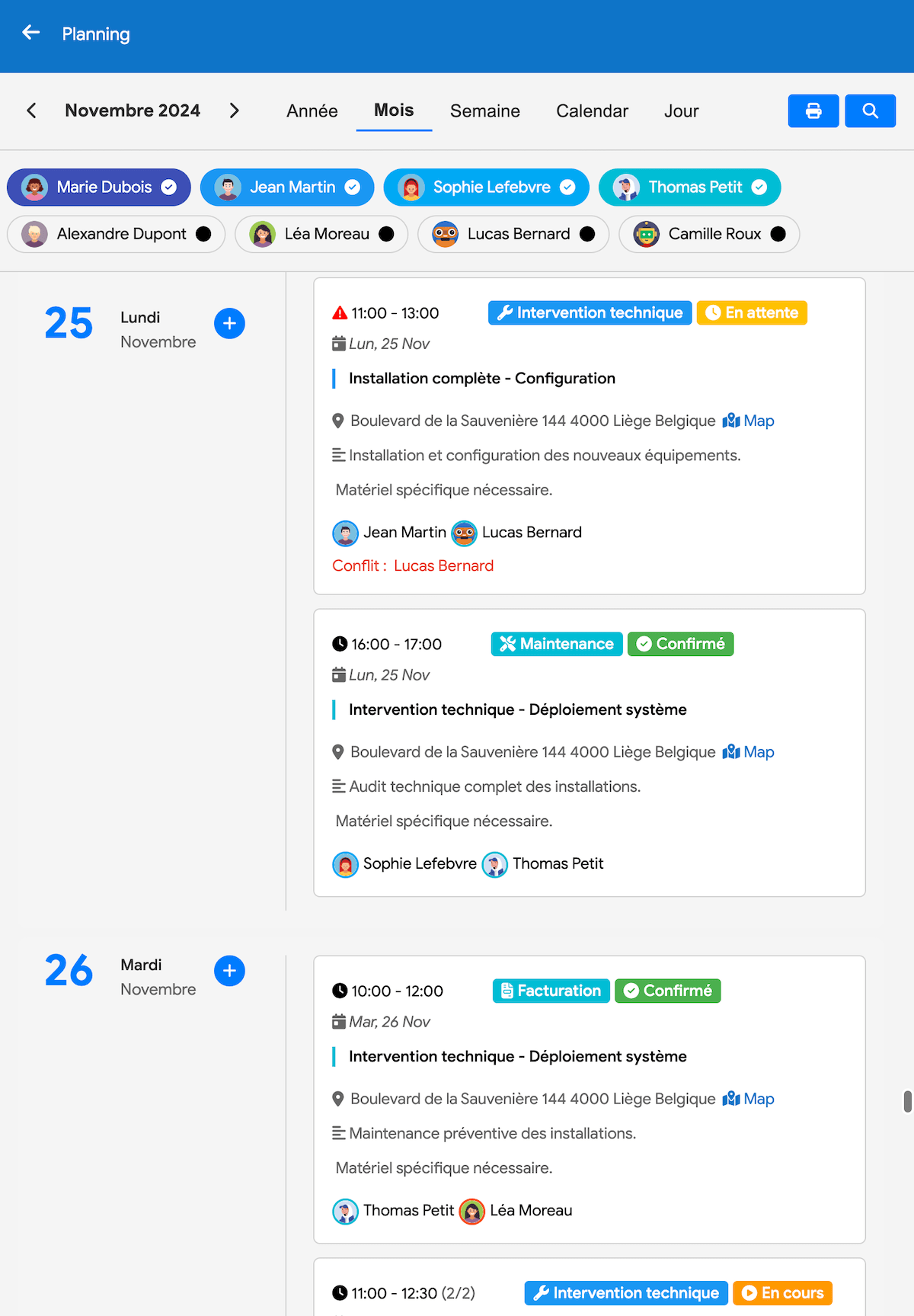 Application mobile Flexina Planning