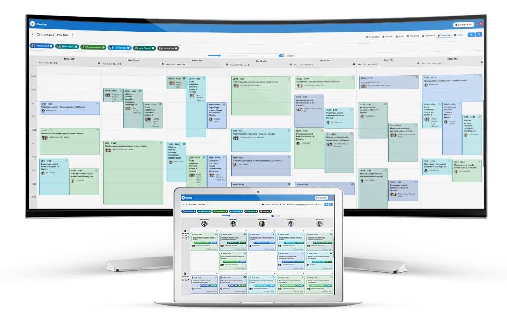 Interface du logiciel de planning Flexina