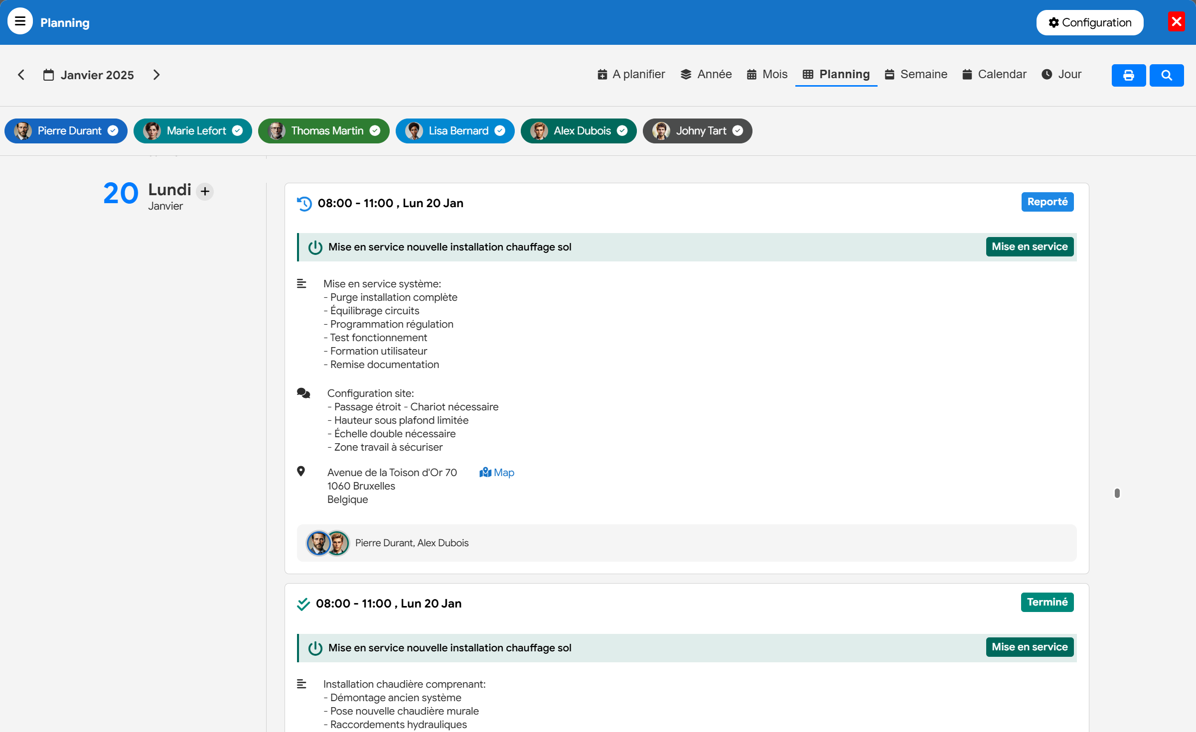 Logiciel de planning professionnel